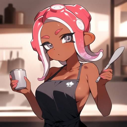 Octoling Girl in Black Apron Art