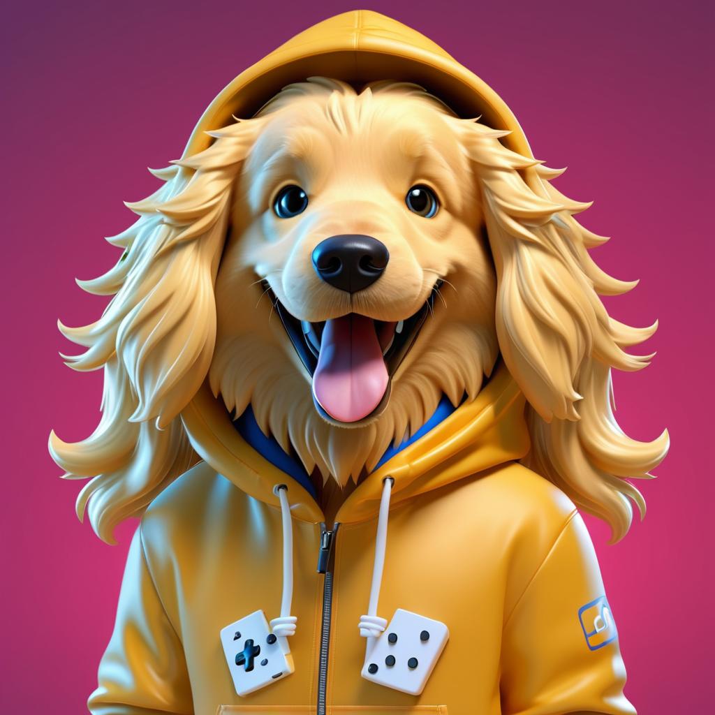 Playful Golden Retriever in Gamer Hoodie