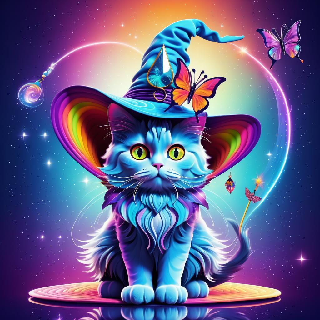 Whimsical Cat with Butterfly Wings