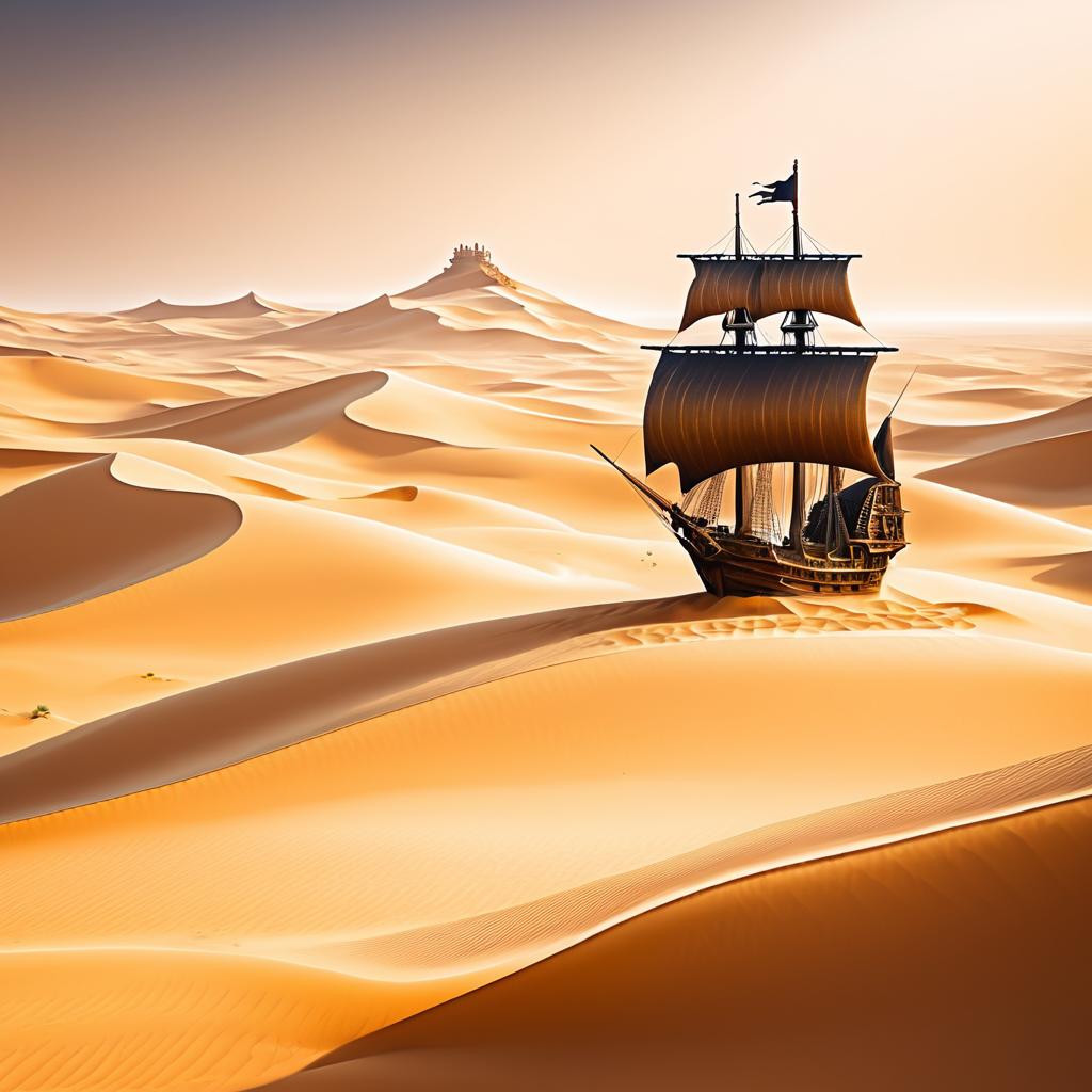 Desert Pirate Ship Adventure Concept Art