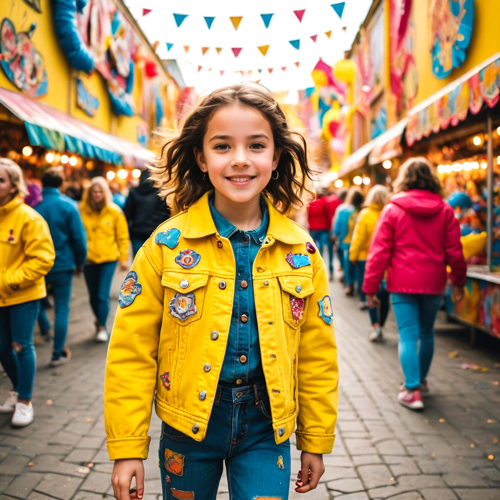 Vibrant Carnival Scene with Young Girl