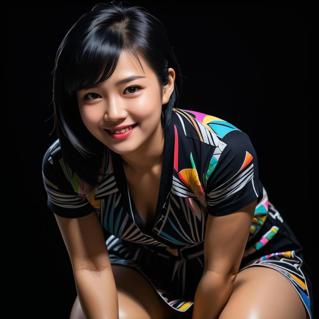 Artistic Portrait of Smiling Asian Woman