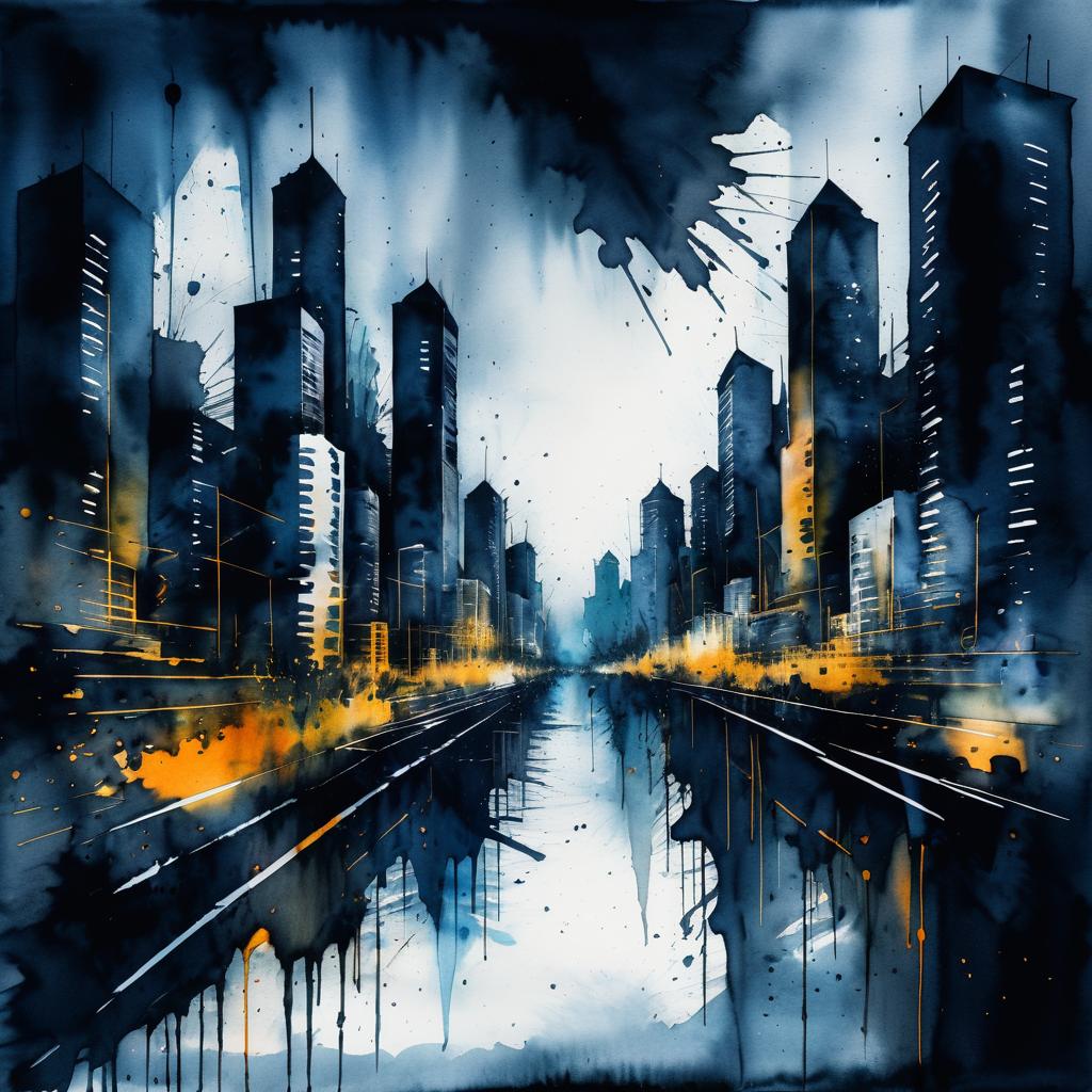 Dynamic Dark Watercolor Urban Cityscapes