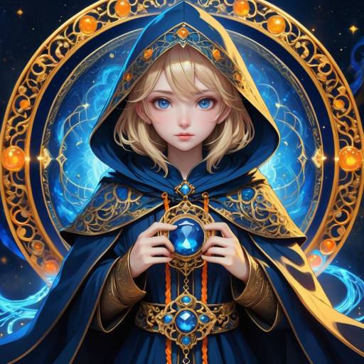 Mystical Sorceress with Blue Gemstone