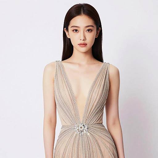 Glamorous Young Actress in Elegant Gown