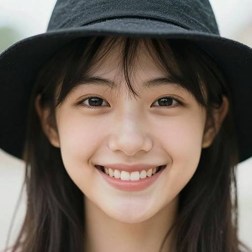 Smiling Girl Wearing Hat Close-Up