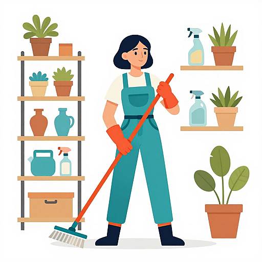 Vibrant Vector Woman Cleaning Scene
