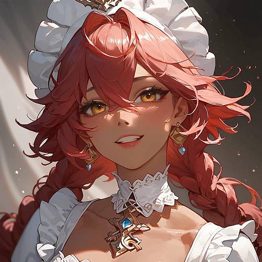 Sadistic Red-Haired Maid Upper Body Portrait