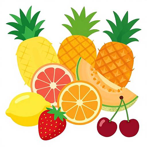 Vibrant Tropical Fruits Vector Art