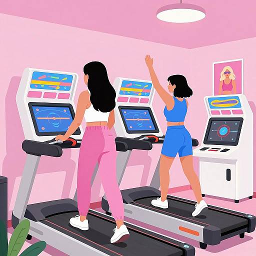 Vibrant Arcade Room with Two Women