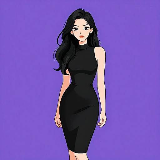 Woman in Black Bodycon Dress Illustration
