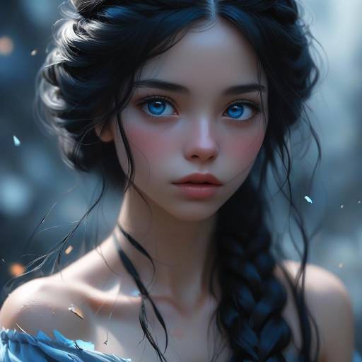 Realistic Portrait of a Black-Haired Girl