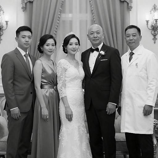 Elegant Formal Portrait with Bridal Couple