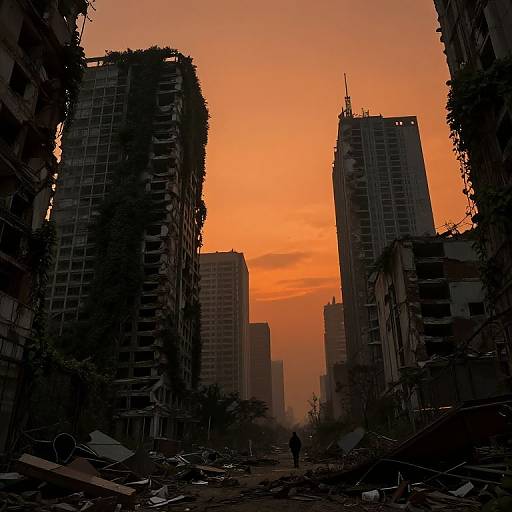 Post-Apocalyptic Cityscape at Dusk