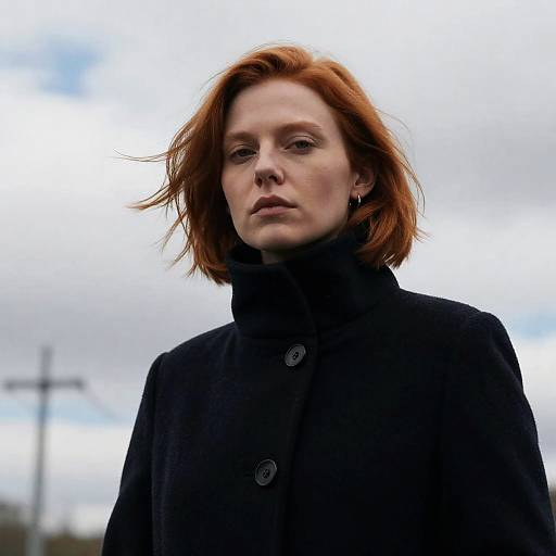 Serious Redhead Against Cloudy Sky