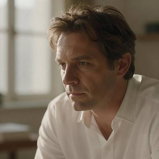 Serious Middle-Aged Man in Warm Light