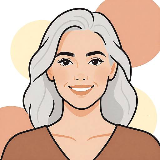 Silver-Haired Woman Portrait Illustration