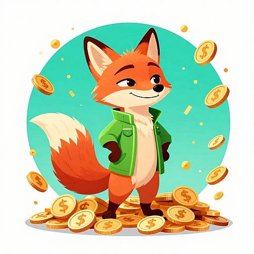 Vibrant Pixar-Style Money Fox