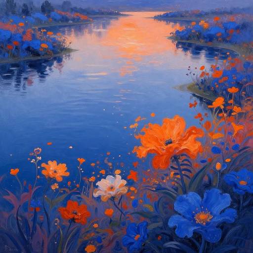 Dreamlike Impressionist Lake Landscape