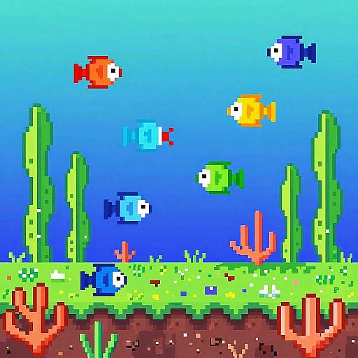 Underwater 32-bit Pixel Art Scene