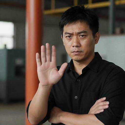 Asian Man Showing Stop Gesture