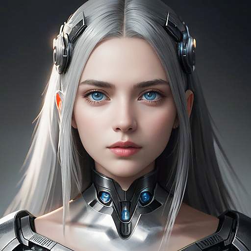 Majestic Female Cyborg Portrait in 8K