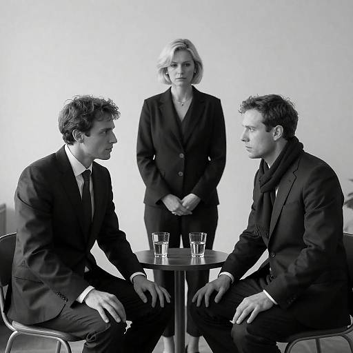 Intense Black-and-White Photo of Three