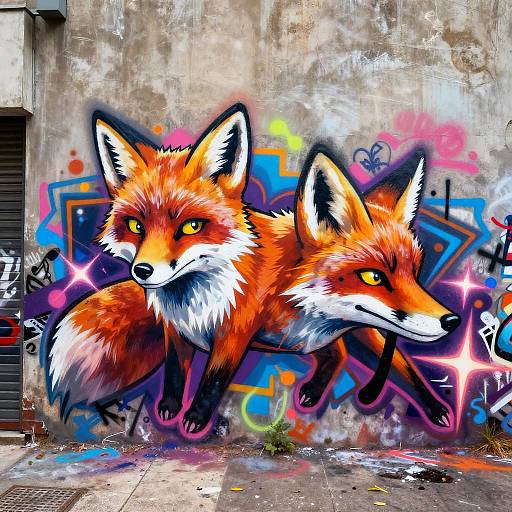 Ultra Detailed Neon Vaporwave Street Fox