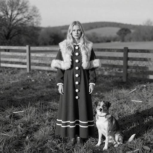 Elegant Woman in Grassy Field Scene