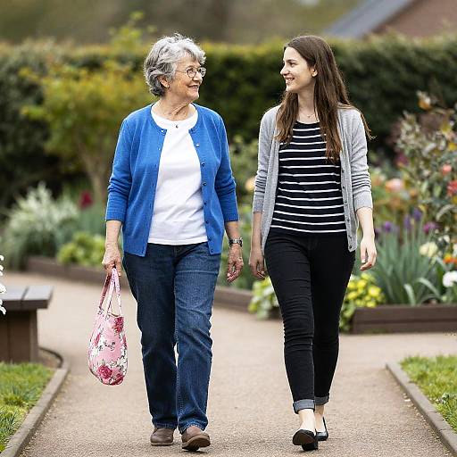 Joyful Stroll in a Garden Path