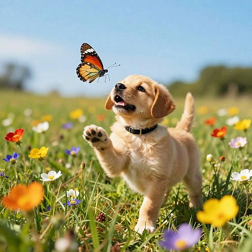 Joyful Puppy and Butterfly Meadow