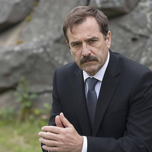 Serious Middle-Aged Man in Nature