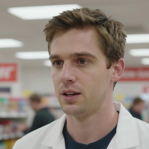Close-Up of a Man in Lab Coat