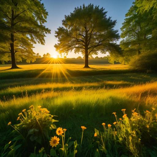 Golden Sunset Over Forest Glade