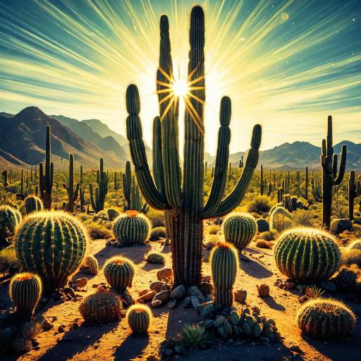 Radiant Cactus in Sunlit Desert