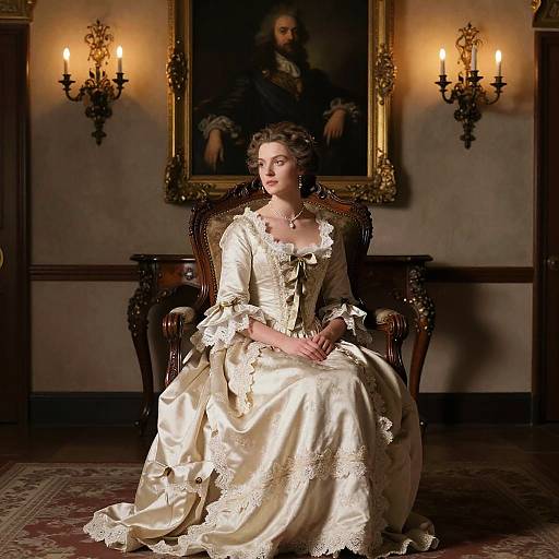 Elegant Vintage Woman in Baroque Setting