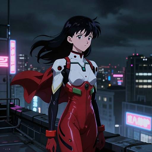 Misato Katsuragi Rooftop Night Scene