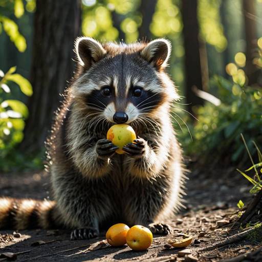 Photorealistic Raccoon in Forest Scene Photorealistic Raccoon in Forest Scene