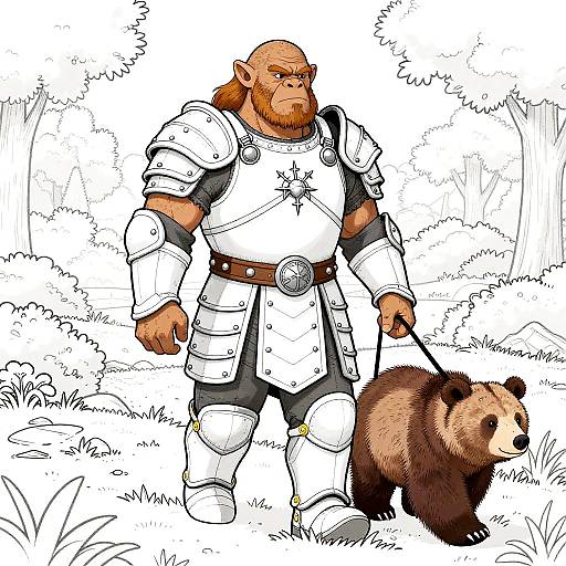 Ancient Troll Chieftain Walking Bear Cub