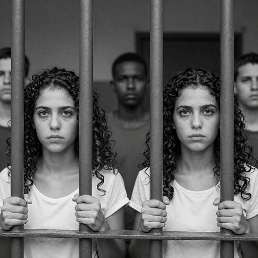 Intense Portrait of Women Behind Bars