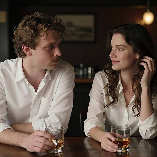 Intimate Bar Scene with Romantic Ambiance