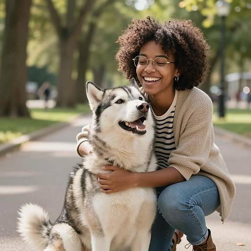 Joyful Moments: Black Woman and Dog
