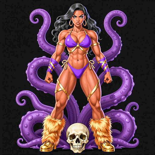 Powerful Dark-Skinned Warrior in Purple