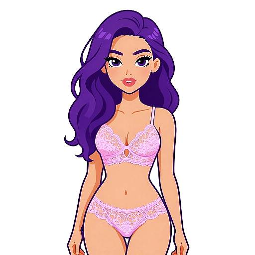 Elegant Woman in Pink Lace Lingerie