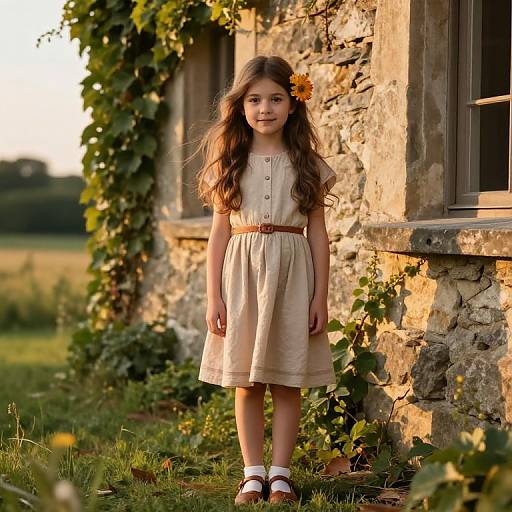 Young Girl in Rustic Countryside