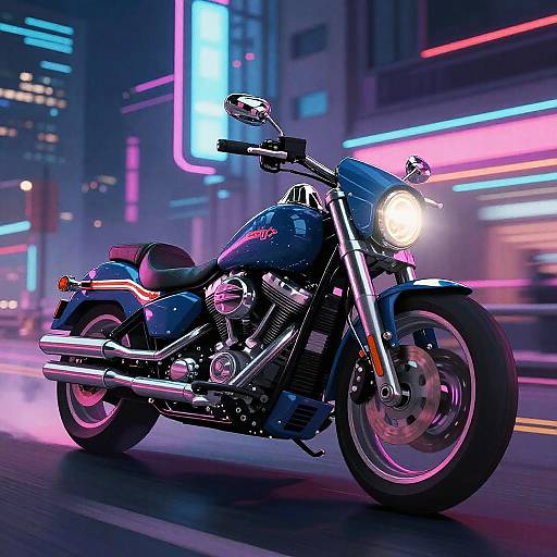 Cyberpunk Anime Harley Motorcycle Ride