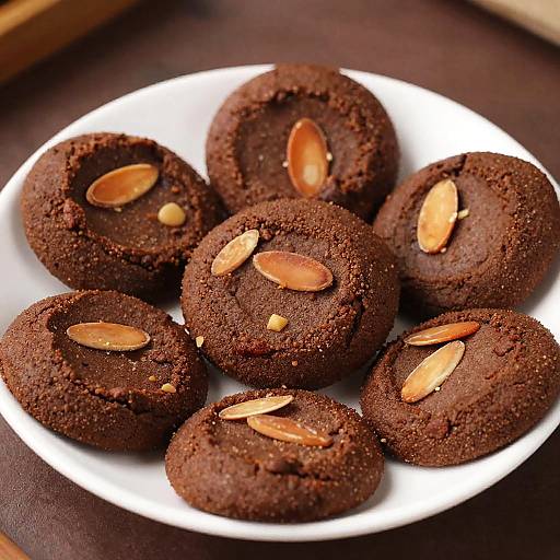 Close-Up of Almond Topped Cookies