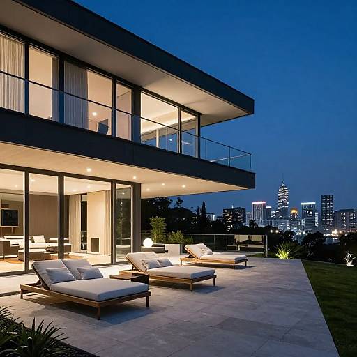 Modern Minimalist Luxury Villa Night View
