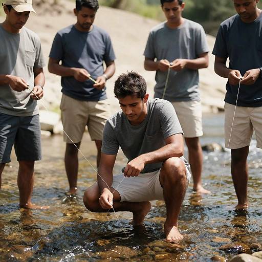 Fishing Men Enjoying a Clear Stream