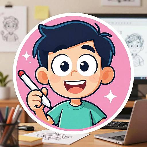 Cheerful Animator Cartoon Profile Pic